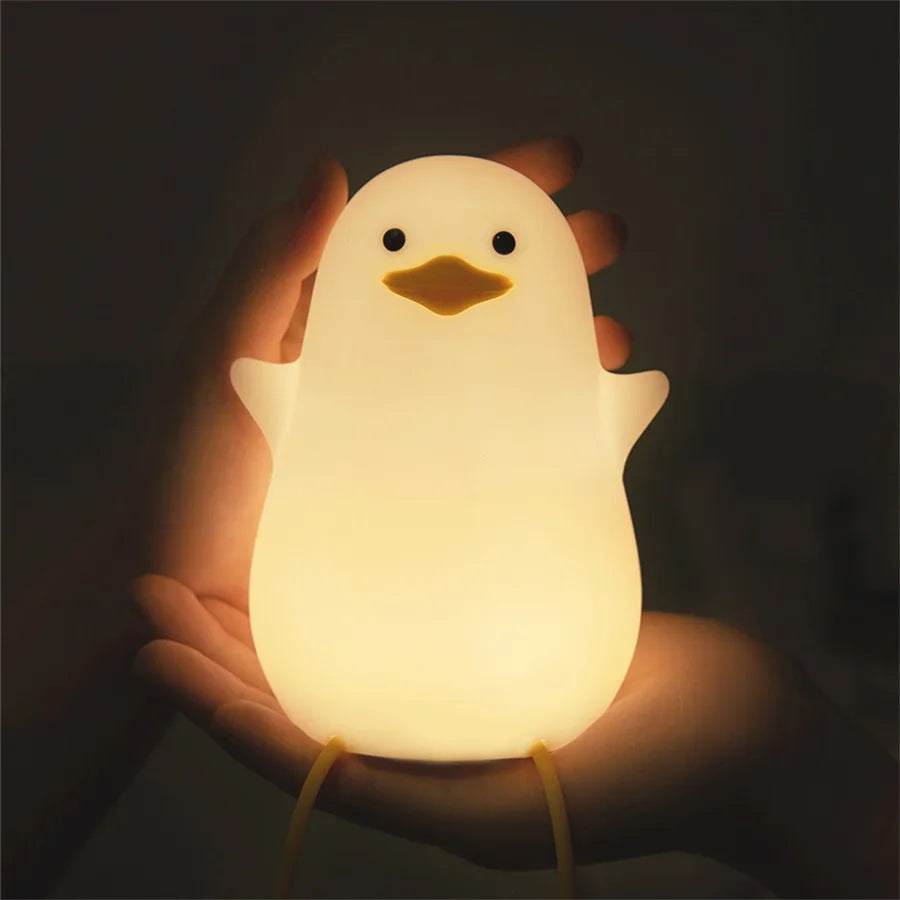 DecorBites™ Duck Silicone Night Light with Timer, Rechargeable USB, Dimming Touch Lamp