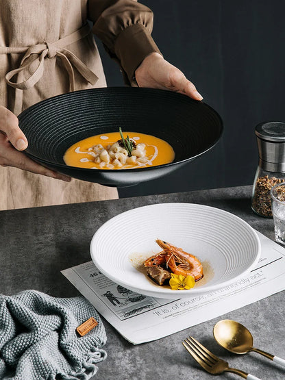 DecorBites™ Frosted Glaze Ceramic Soup Noodle Bowl - Set of 4