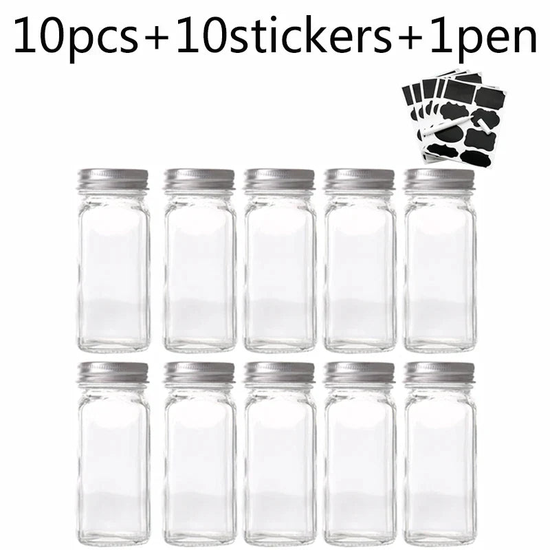DecorBites™ Glass Seasoning Jar Set Kitchen Spice Box Canister BBQ Bottle Jar