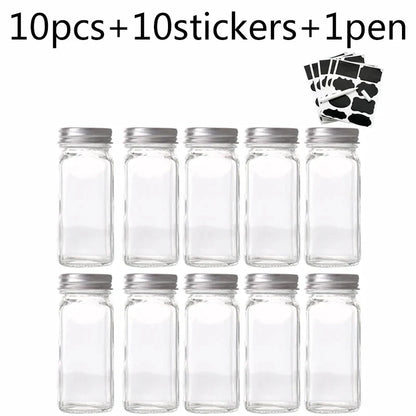DecorBites™ Glass Seasoning Jar Set Kitchen Spice Box Canister BBQ Bottle Jar