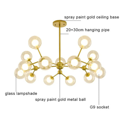 DecorBites™ Glass Ball Pendant Chandelier for Living Room Bedroom Dining Room