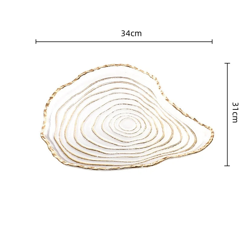 Decorbites™ Goldfolien-Glas-Tablett Geometrische Obstplatte Heimdekoration-Zubehör