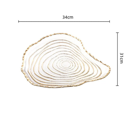 Decorbites™ Goldfolien-Glas-Tablett Geometrische Obstplatte Heimdekoration-Zubehör