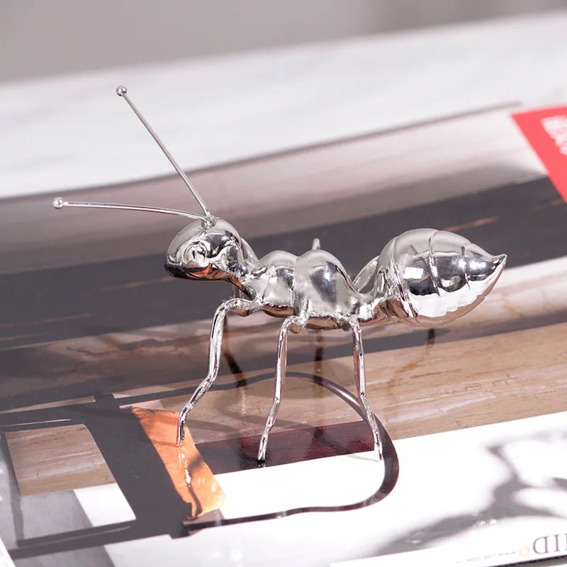 DecorBites™ Golden Ant Metal Sculpture Figurine Home Decor Insect Ornament