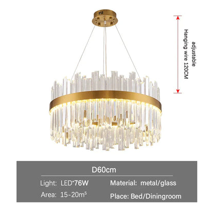 DecorBites™ Gold Crystal Ceiling Chandelier | Luxury Indoor Lighting for Living & Dining Room
