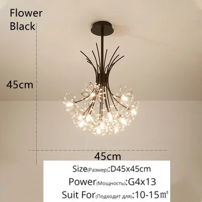 DecorBites™ Crystal Bionic Petals Chandelier for Living Dining Bedroom Hall Hotel Decor
