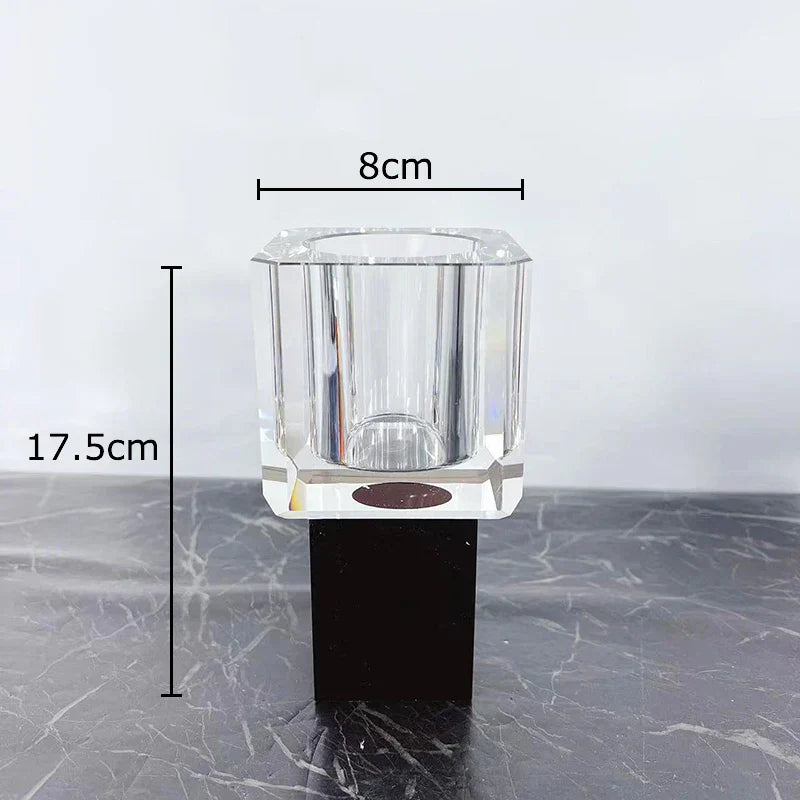 DecorBites™ Geometric Square Glass Vase Artificial Flowers Modern Floral Arrangement
