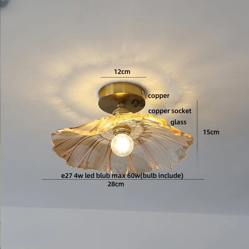 DecorBites™ Glass LED Ceiling Light for Living Room, Modern Copper Canopy, Nordic Style Fixtures