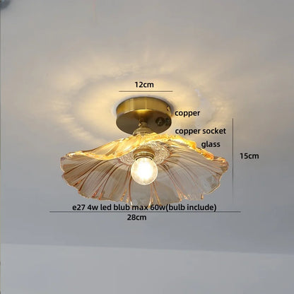 DecorBites™ Glass LED Ceiling Light for Living Room, Modern Copper Canopy, Nordic Style Fixtures