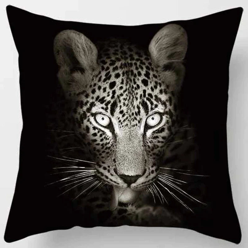 DecorBites™ Animals World Tiger Lion Pillow Case for Cute Home Decor in Sofa Living Room