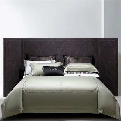 Decorbites™ Baumwoll-Satin-Jacquard-Stickerei-Bettwäsche-Set mit elastischem Spannbettlaken & Daunendeckelbezug