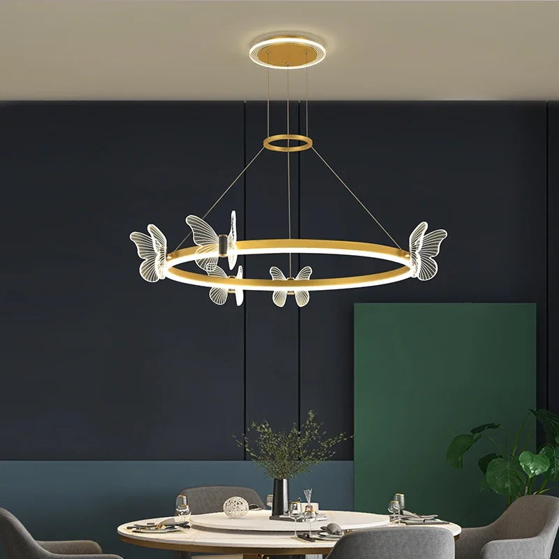 Gold Butterfly Crystal Chandelier For Living Room