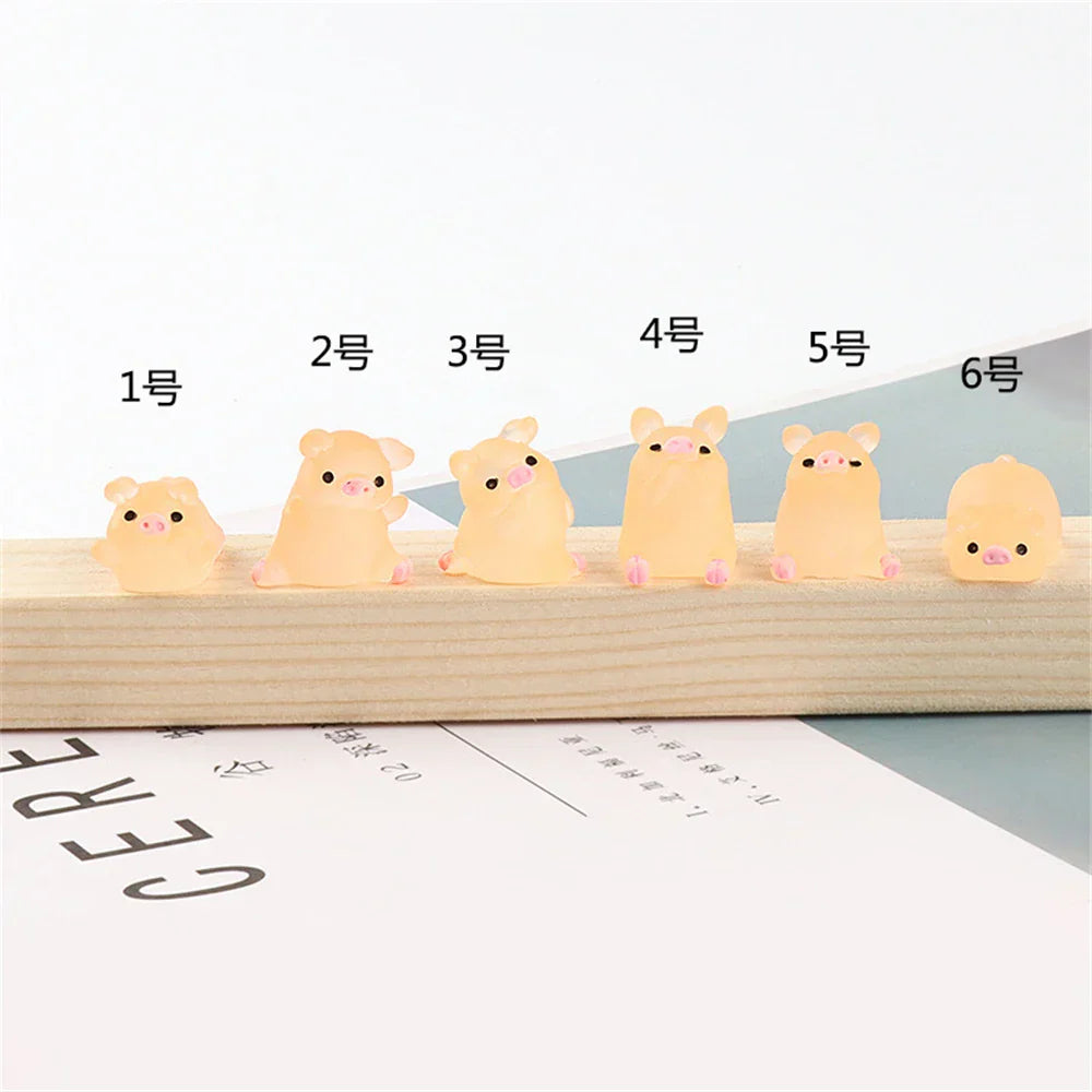 Decorbites™ Kawaii-Schweinchen-Miniaturen Terrarien-Figuren 6 Stk. Bastelarbeiten Heimdekoration