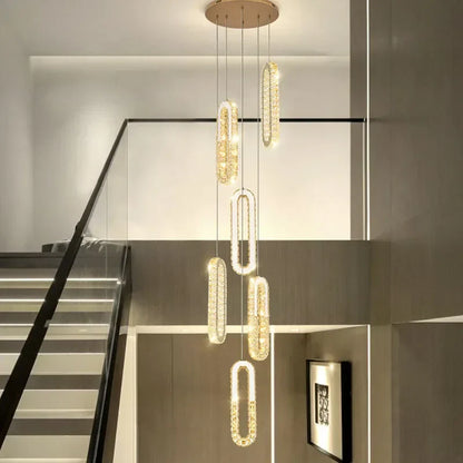 Decorbites™ Gold-Kristall-LED-Kronleuchter: Moderner Luxus langer Pendelleuchter für das Wohnzimmer