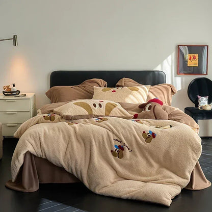 Decorbites™ Vollmatt Ant-Velours Winterbettwäsche-Set für Queensize-Bett Wärme Flauschige Decke