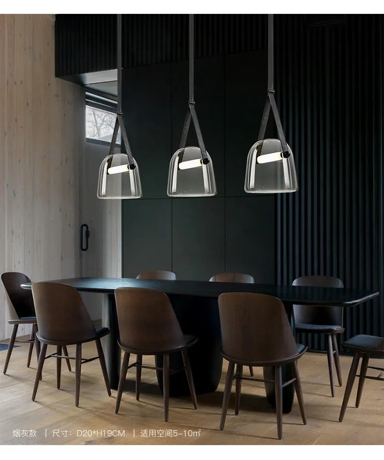 Decorbites™ Glas-Hängeleuchten Leder-Pendant-Lampe für Küche Wohnzimmer Schlafzimmer