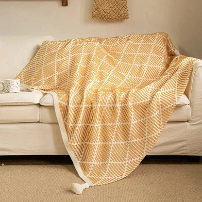 DecorBites™ Knit Sofa Blanket - Luxury Decorative Plaid Bedspread Throw Blanket