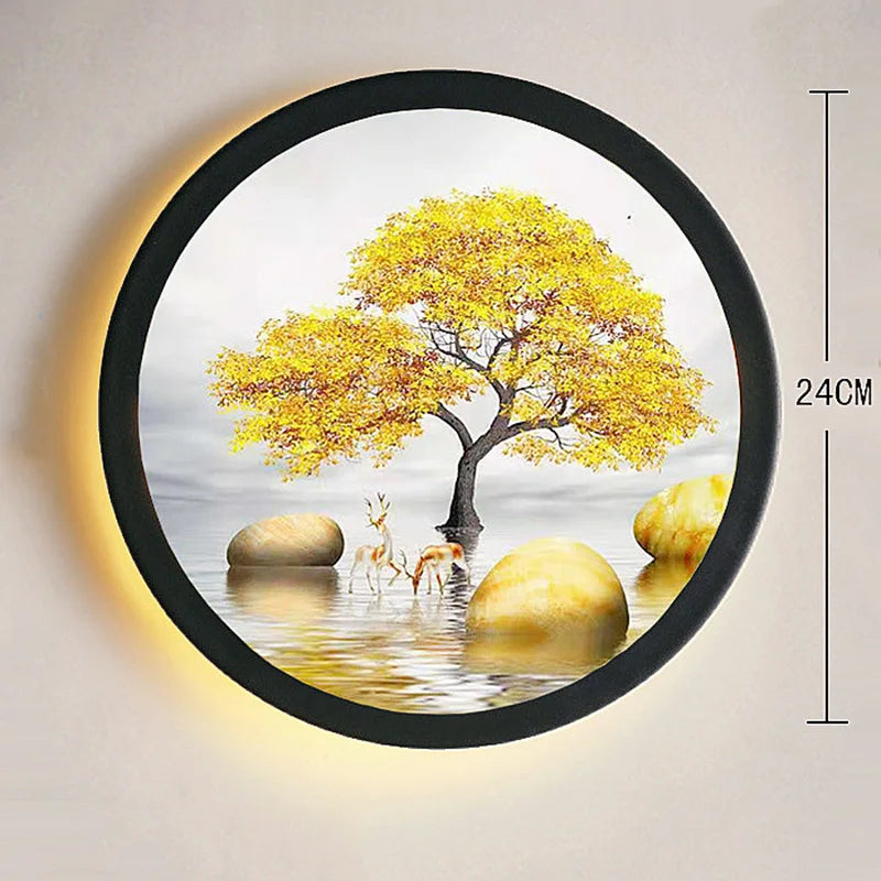 Decorbites™ Industrielle Acryl-Runde Wandlampe | Vintage Wandleuchten mit Wandmalerei für Schlafzimmerdekoration