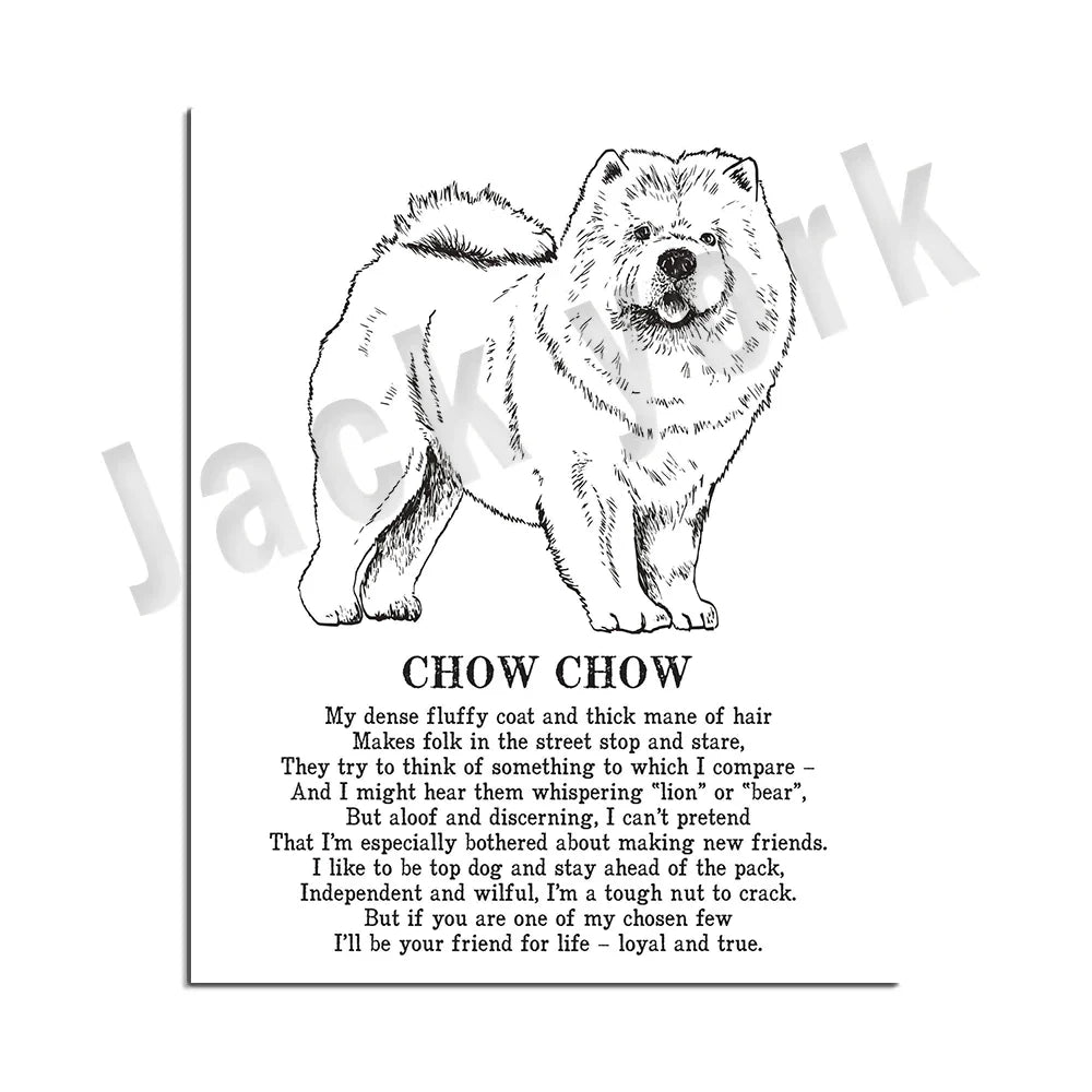 Decorbites™ Hunderassen-Poster: Chinesischer Nackthund, Chesapeake Bay Retriever, Brüsseler Griffon, + Mehr