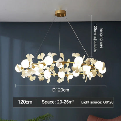 Decorbites™ Gingko-Blatt-Zweig LED-Deckenleuchter für modernes Wohnzimmer und Schlafzimmer