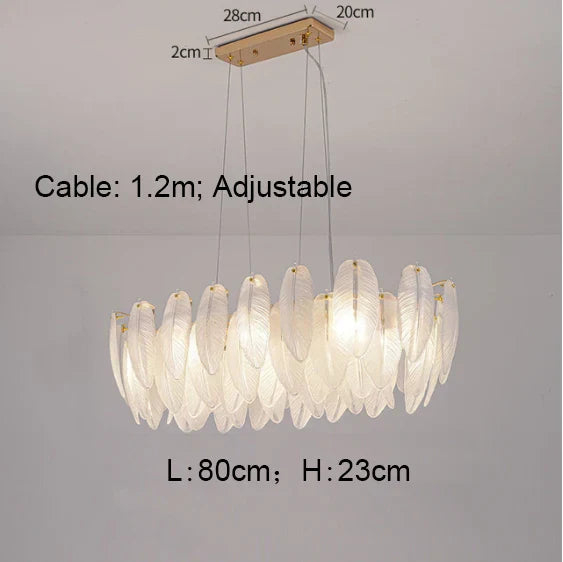 Gold Feather Chandelier Light