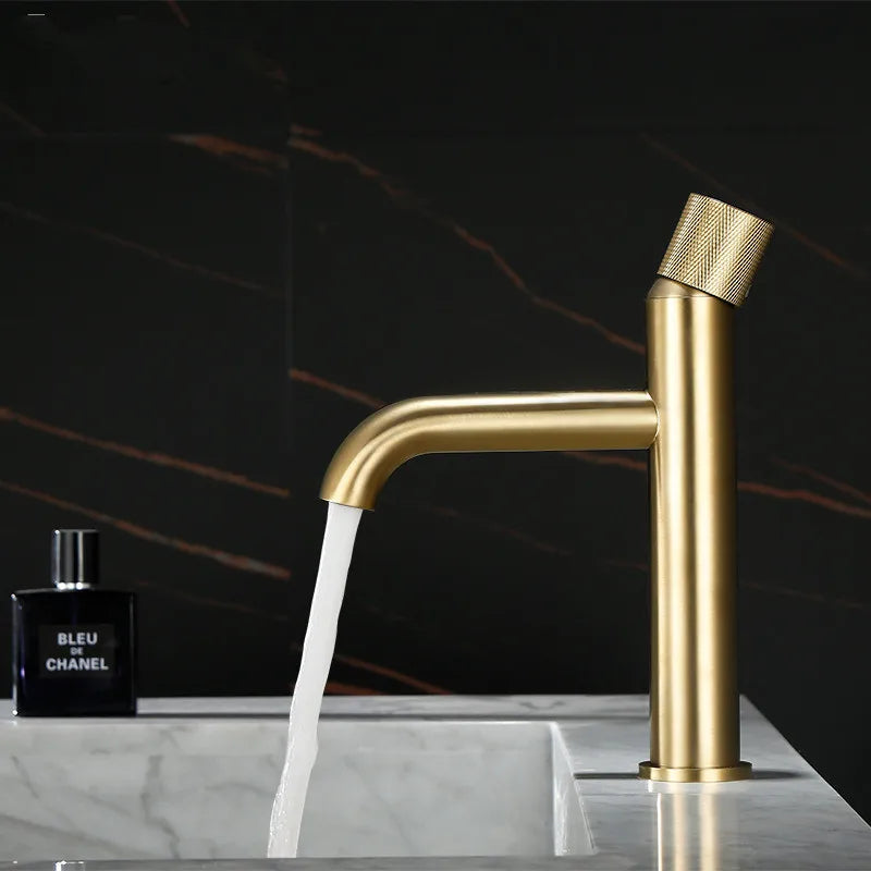Decorbites™ Gebürsteter Gold Beckenarmatur - Einhebel, Aufsatzmontiert Kalt- und Warmwassermischer