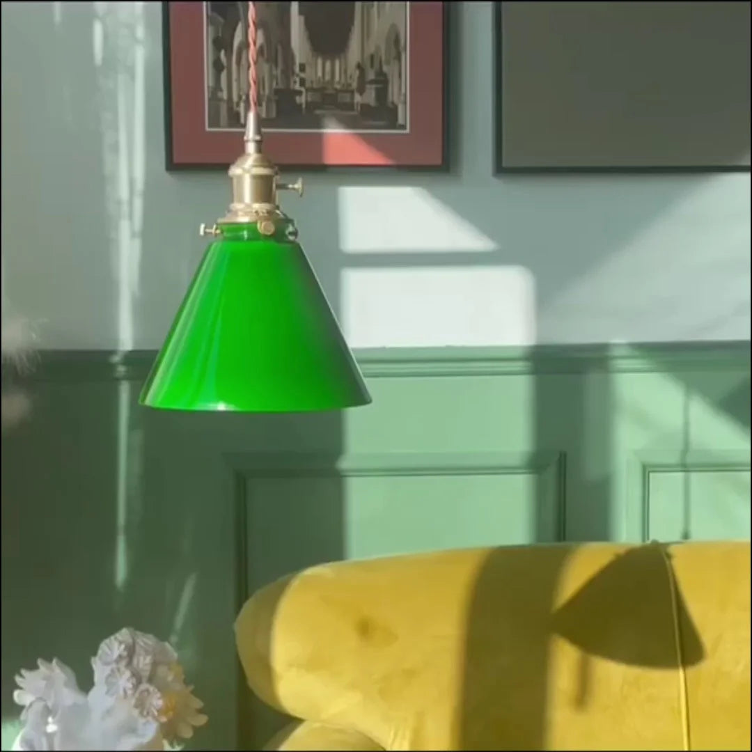 Decorbites™ Grüne Glas-LED-Hängeleuchte für Heimdekoration & Restaurant Vintage-Beleuchtung