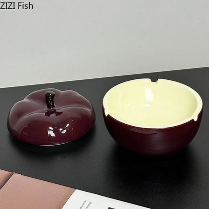 Decorbites™ Tiefrote Keramik-Apfel-Aschenbecher für Raucherzubehör im Zuhause und Büro