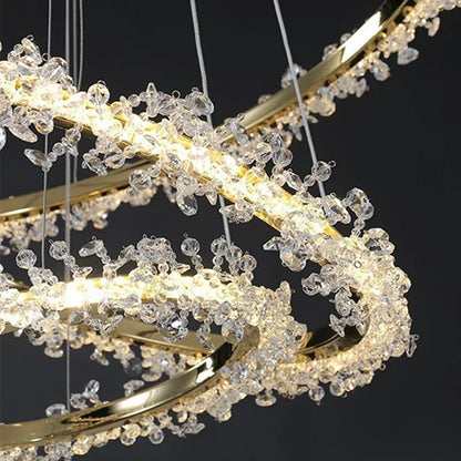 Decorbites™ Golden Round Crystal Chandelier | Nordischer Luxus-LED-Halo-Lüster für das Wohnzimmer