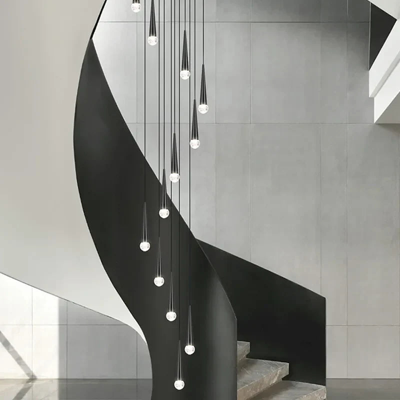 DecorBites™ Crystal LED Staircase Chandelier: Luxury Long Stair Lighting Fixture