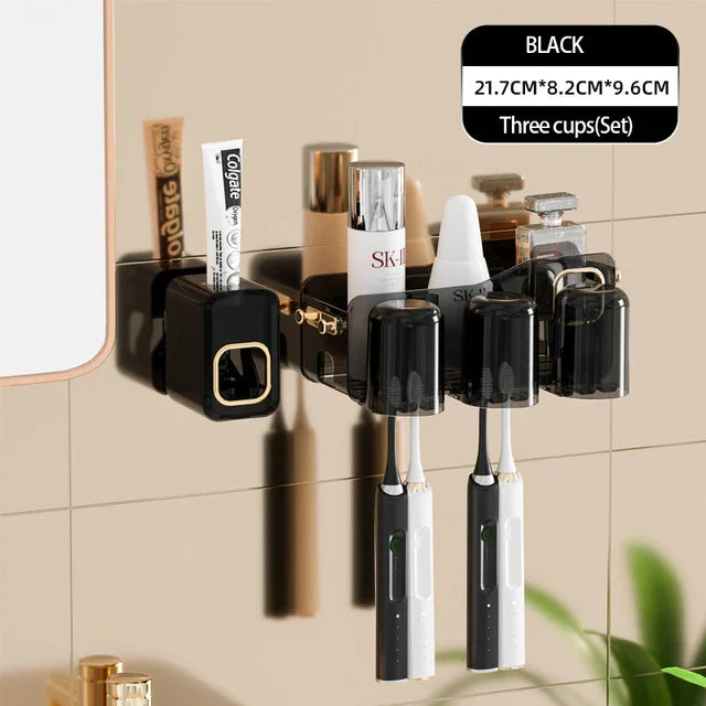 Decorbites™ Umgekehrtes Zahnbürstenhalter mit automatischer Zahnpasta-Presser & Make-up-Aufbewahrungsregal