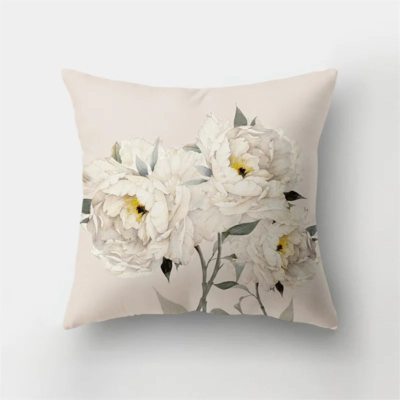 Decorbites™ Reh-Tier Kurz-Plüsch-Kissenbezug mit natürlichen Blättern und Blumen