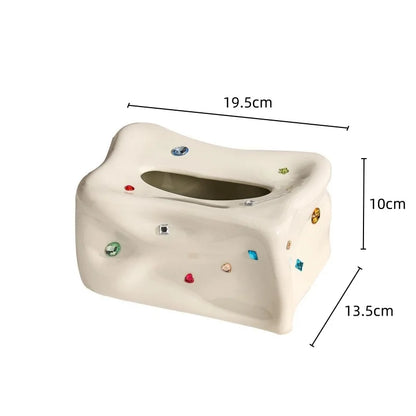 Decorbites™ Herz-Edelstein-Tissuebox & Papiertuchhalter: Desktop-Aufbewahrung & Heimdekoration