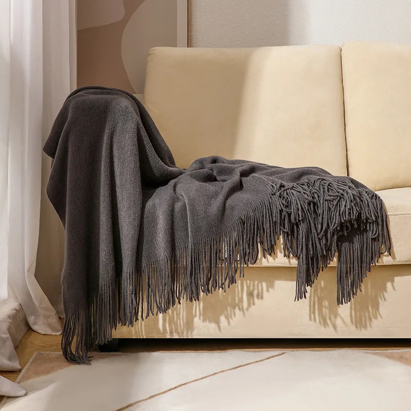 Decorbites™ Gestrickte Nordische Sofadecke - Weiche Wollmischung Bettrandtuch für Hotel-Schlafzimmer-Dekoration