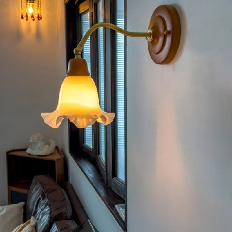 Decorbites™ Französische Vintage Kupferglas LED Wandleuchte für Schlafzimmer Wohnzimmer Spiegel