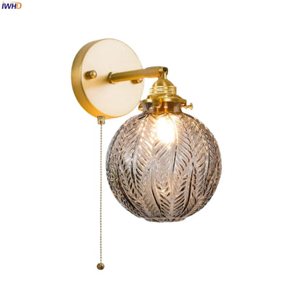 Decorbites™ Graue Glas LED Wandlampe Schlafzimmer Wohnzimmer Loft Modern Kupfer Wandlampe