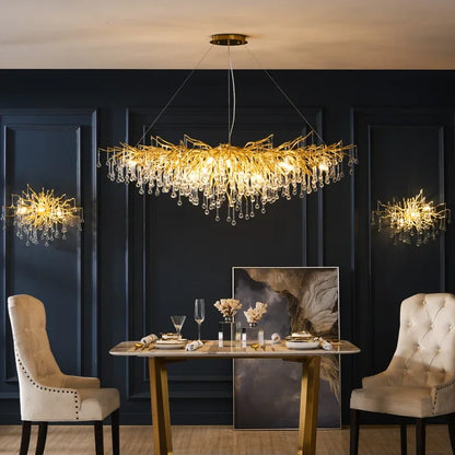 DecorBites™ Gold Crystal Ceiling Chandelier for Elegant Home Lighting