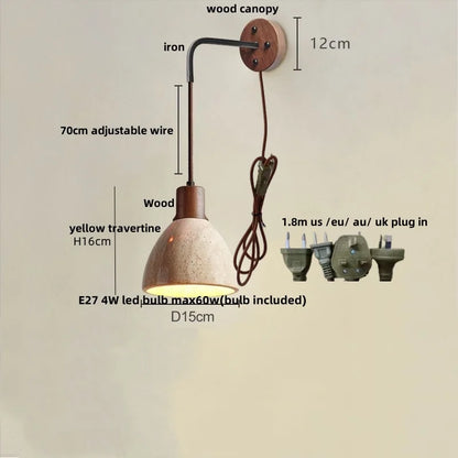 Decorbites™ LED Gelbe Travertin-Stein-Wandlampe – Nordisch Moderne Treppenbeleuchtung