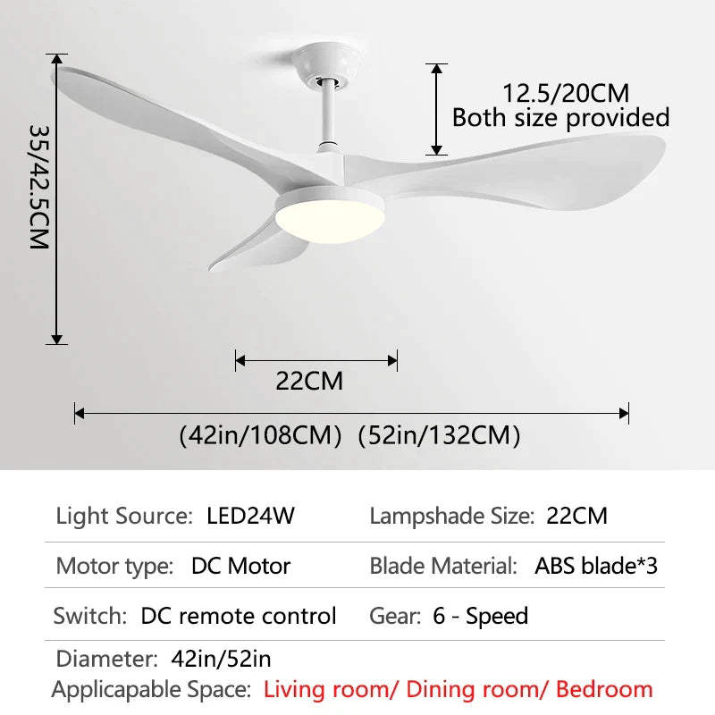 Decorbites™ 132 cm Moderner Deckenventilator mit Licht & Steuerung - Starker Wind, Einfaches Design