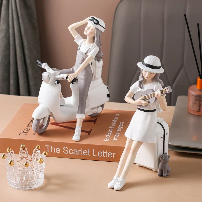 Decorbites™ Kawaii-Mädchen-Figurine-Skulptur für Raumdekoration und Schreibtischaccessoires