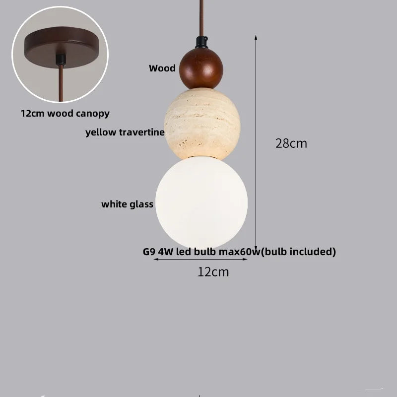Decorbites™ Verstellbare LED-Hängeleuchte - Nordisch Modern Gelber Travertin-Marmor-Holzarmatur