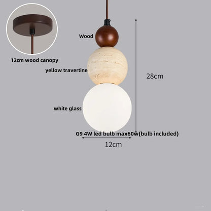 Decorbites™ Verstellbare LED-Hängeleuchte - Nordisch Modern Gelber Travertin-Marmor-Holzarmatur