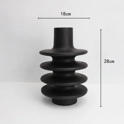 DecorBites™ Geometric Circle Spiral Black Resin Vase - Home Decor Flower Pot