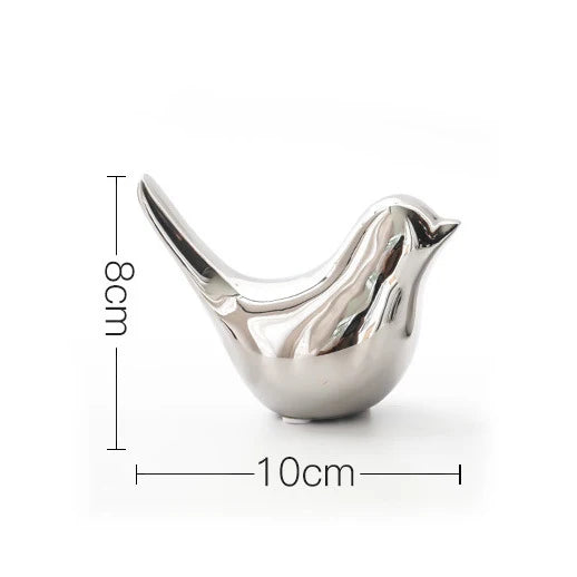 Decorbites™ Goldene Silberne Vogel-Figuren Moderne Keramikstatuen - Wohnraumausstattung Hochzeitsgeschenke