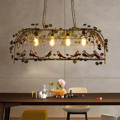 DecorBites™ Green Leaf Bird Cage Chandelier for Dining Table and Garden Decor