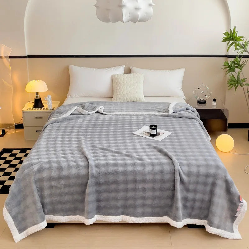 Decorbites™ Imitat-Kaninchenvelours-Warme-Decke: Weiche Flauschige Korallenfleece-Schoß-Sofawurfdecke