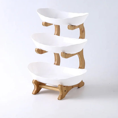 DecorBites™ 3-stöckiges Tellerset: Geschirr, Obstschale, Snackständer, Tortenplatte, Salatschüssel