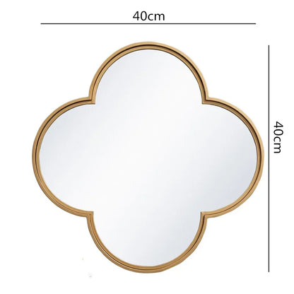 DecorBites™ Golden Border Geometric Plum Flower Mirror Wall Decoration