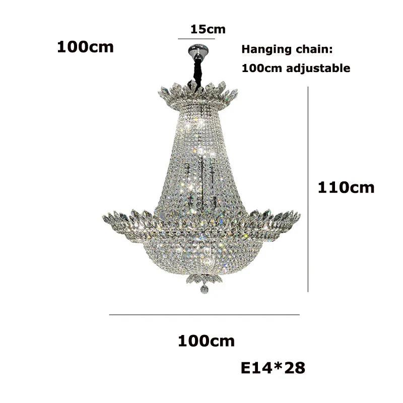 Crystal Gold Ceiling Chandelier 150cm Gold Hardware