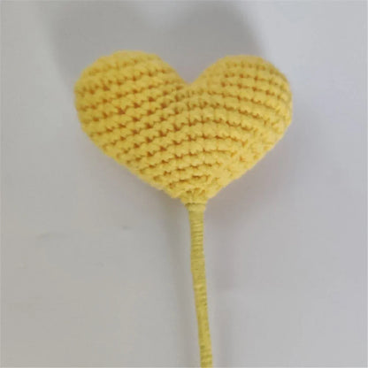 Decorbites™ Herzförmiges gehäkelter Blumenstrauß - Handgefertigte Hochzeits- und Wohnraumausstattung & Familien-Geschenk